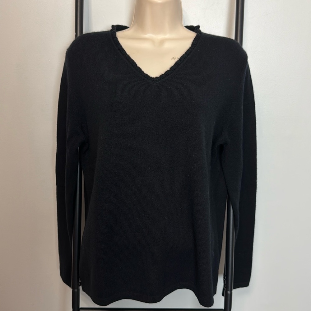 Orvis Cashmere Black Long Sleeve Soft Sweater Pullover Women Size M New